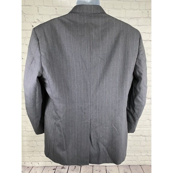 Stafford USA Made Gray Blue 100% Wool Striped 2 Button Jacket Blazer Men’s 42S - Picture 4 of 12